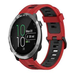 For Garmin Forerunner 645 20mm Vertical Pattern Two-Color Silicone Watch Band(Red+Black)