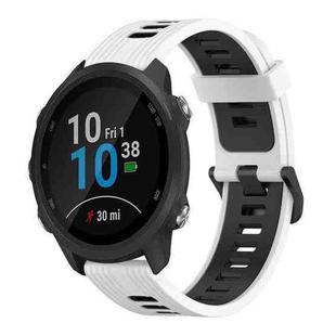 For Garmin Forerunner 245 Music 20mm Vertical Pattern Two-Color Silicone Watch Band(White+Black)