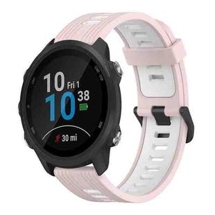 For Garmin Forerunner 245 Music 20mm Vertical Pattern Two-Color Silicone Watch Band(Pink+White)
