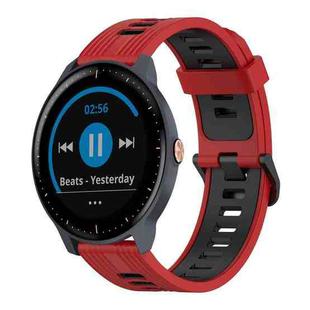 For Garmin Vivoactive 3 Music 20mm Vertical Pattern Two-Color Silicone Watch Band(Red+Black)