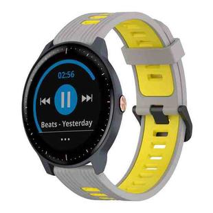 For Garmin Vivoactive 3 Music 20mm Vertical Pattern Two-Color Silicone Watch Band(Grey+Yellow)