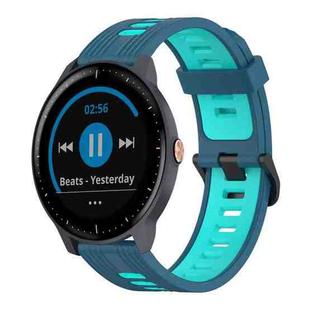 For Garmin Vivoactive 3 Music 20mm Vertical Pattern Two-Color Silicone Watch Band(Blue+Water Duck)