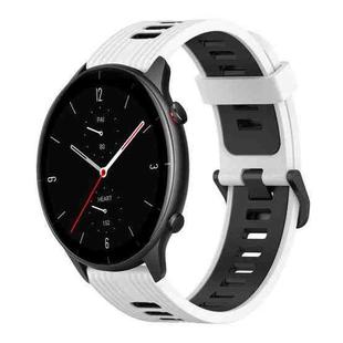 For Amazfit GTR 2e 22mm Vertical Pattern Two-Color Silicone Watch Band(White+Black)