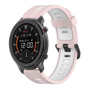 For Amazfit GTR 47mm 22mm Vertical Pattern Two-Color Silicone Watch Band(Pink+White)