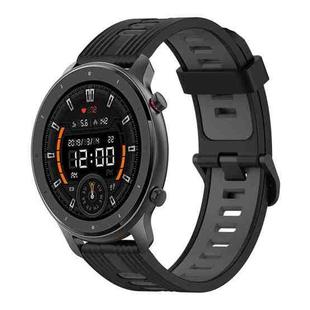 For Amazfit GTR 47mm 22mm Vertical Pattern Two-Color Silicone Watch Band(Black+Grey)