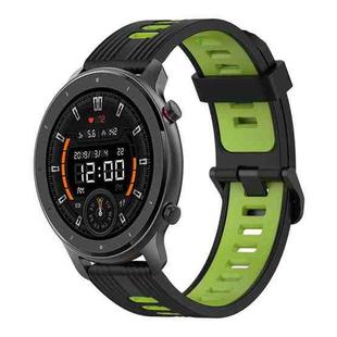 For Amazfit GTR 47mm 22mm Vertical Pattern Two-Color Silicone Watch Band(Black+Green)