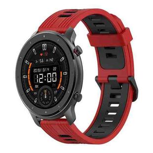 For Amazfit GTR 47mm 22mm Vertical Pattern Two-Color Silicone Watch Band(Red+Black)