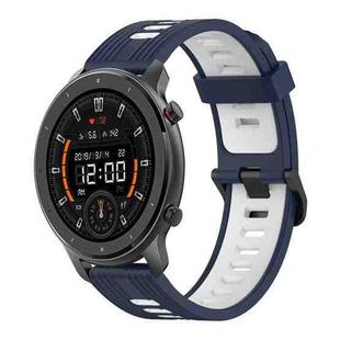 For Amazfit GTR 47mm 22mm Vertical Pattern Two-Color Silicone Watch Band(Dark Blue+White)