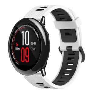 For Amazfit Pace 22mm Vertical Pattern Two-Color Silicone Watch Band(White+Black)
