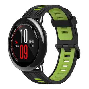 For Amazfit Pace 22mm Vertical Pattern Two-Color Silicone Watch Band(Black+Green)