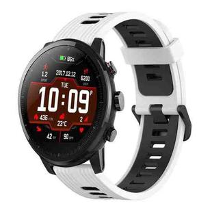 For Amazfit Stratos 22mm Vertical Pattern Two-Color Silicone Watch Band(White+Black)