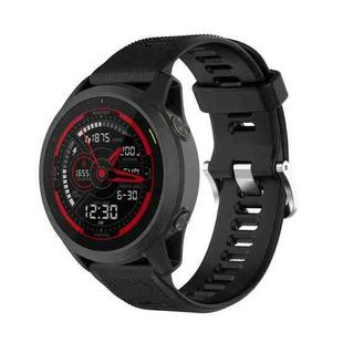 For Garmin Forerunner 745 22mm Twill Solid Color Silicone Watch Band(Black)