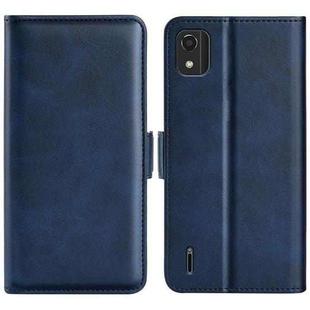 For Nokia C2 2nd Edition Dual-side Magnetic Buckle Horizontal Flip Leather Phone Case(Dark Blue)