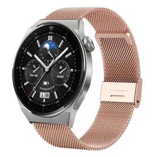 For Huawei Watch GT 3 Pro 46mm 22mm Milan Steel Mesh Double Buckle Watch Band(Rose Gold)