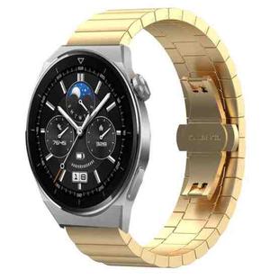 For Huawei Watch GT 3 Pro 46mm 22mm One Bead Butterfly Buckle Metal Steel Watch Band(Gold)