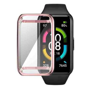 For Huawei Band 7/6 / Honor Band 6 ENKAY Hat-Prince Full Coverage Electroplated Soft TPU Case with Screen Protection(Pink)