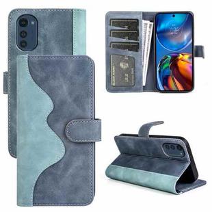 For Motorola Moto E32 4G Stitching Horizontal Flip Leather Phone Case(Blue)