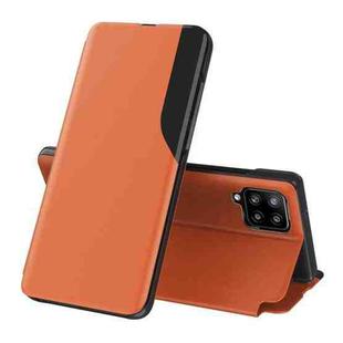 For Samsung Galaxy M33 5G Side Display Shockproof Horizontal Flip Leather Case(Orange)