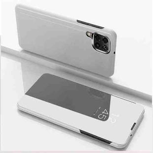 For Samsung Galaxy M33 5G Plated Mirror Horizontal Flip Leather Case with Holder(Silver)