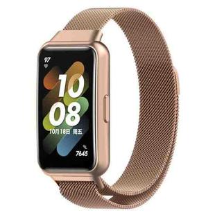 For Huawei Band 7 Milan Magnetic Watch Band(Rose Gold)