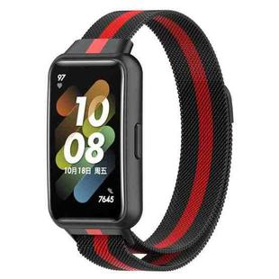 For Huawei Band 7 Milan Magnetic Watch Band(Black+Red)