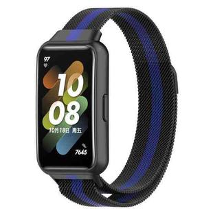 For Huawei Band 7 Milan Magnetic Watch Band(Black+Blue)