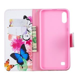 Colored Drawing Pattern Horizontal Flip Leather Case for Samsung Galaxy A10,with Holder & Card Slots & Wallet(Two Butterflies)