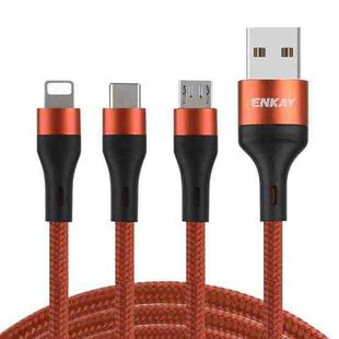 ENKAY ENK-CB120 3 in 1 1.2m USB 3.0 to Type-C / 8 Pin / Micro USB 5A Fast Charging Cable(Orange)