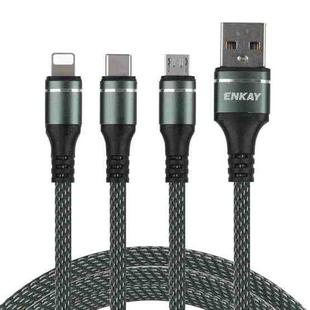 ENKAY ENK-CB121 1.5m 3 in 1 USB 3.0 to Type-C / 8 Pin / Micro USB 5A Fast Charging Cable(Green)