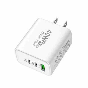 40W Dual PD + QC3.0 Ports Travel Charger for Mobile Phone Tablet(White US Plug)