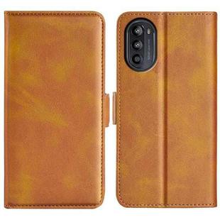 For Motorola Moto G52j 5G Dual-side Magnetic Buckle Flip Leather Phone Case(Yellow)