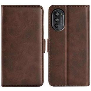 For Motorola Moto G52j 5G Dual-side Magnetic Buckle Flip Leather Phone Case(Brown)