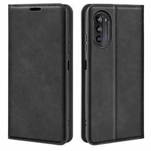 For Motorola Moto G52J 5G Retro-skin Magnetic Suction Flip Leather Phone Case(Black)