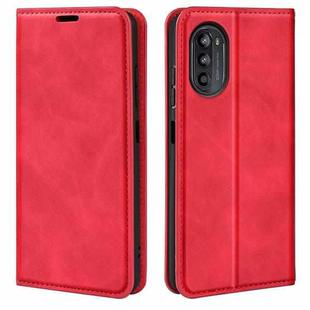 For Motorola Moto G52J 5G Retro-skin Magnetic Suction Flip Leather Phone Case(Red)