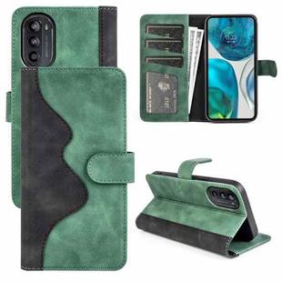 For Motorola Moto G52j 5G Stitching Horizontal Flip Leather Phone Case(Green)