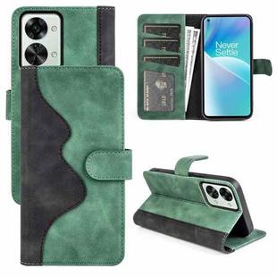 For OnePlus Nord 2T 5G Stitching Horizontal Flip Leather Phone Case(Green)