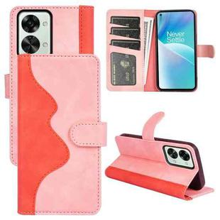 For OnePlus Nord 2T 5G Stitching Horizontal Flip Leather Phone Case(Red)