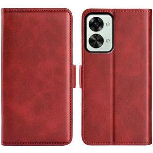 For OnePlus Nord 2T 5G Dual-side Magnetic Buckle Flip Leather Phone Case(Red)