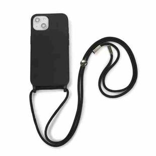 For iPhone 13 Crossbody Lanyard Elastic Silicone Phone Case(Black)