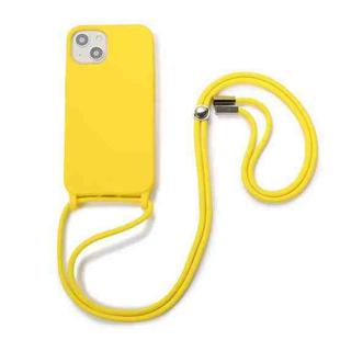 For iPhone 13 Crossbody Lanyard Elastic Silicone Phone Case(Yellow)