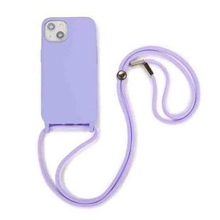 For iPhone 13 Crossbody Lanyard Elastic Silicone Phone Case(Purple)