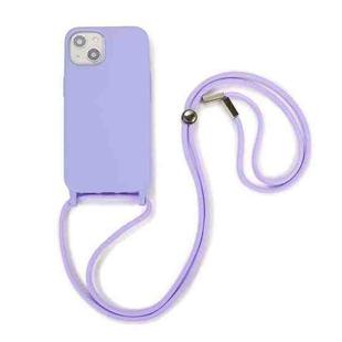 For iPhone 13 Pro Crossbody Lanyard Elastic Silicone Phone Case (Purple)