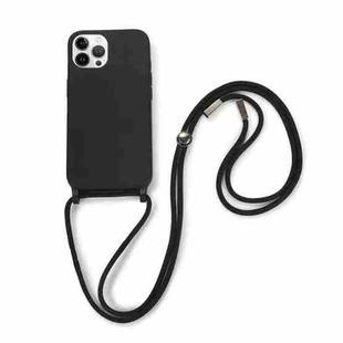 For iPhone 13 Pro Max Crossbody Lanyard Elastic Silicone Phone Case (Black)