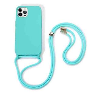 For iPhone 13 Pro Max Crossbody Lanyard Elastic Silicone Phone Case (Blue)