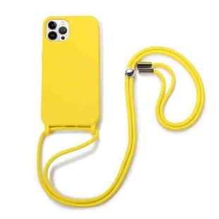 For iPhone 13 Pro Max Crossbody Lanyard Elastic Silicone Phone Case (Yellow)