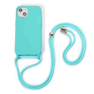 For iPhone 13 mini Crossbody Lanyard Elastic Silicone Phone Case (Blue)