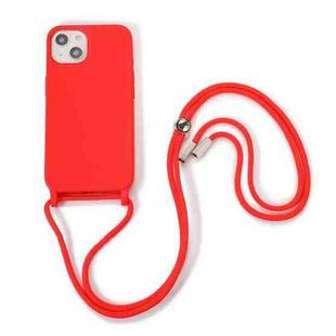 For iPhone 13 mini Crossbody Lanyard Elastic Silicone Phone Case (Red)