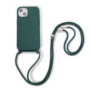 For iPhone 12 mini Crossbody Lanyard Elastic Silicone Phone Case (Dark Green)