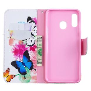 Colored Drawing Pattern Horizontal Flip Leather Case for Samsung Galaxy A20&A30,with Holder & Card Slots & Wallet(Two Butterflies)