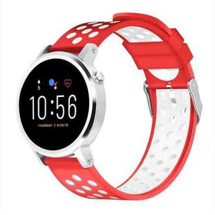 For Fossil Gen 5 Carlyle /Julianna /Garrett /Carlyle HR Dual Color Silicone Watch Band(Red)